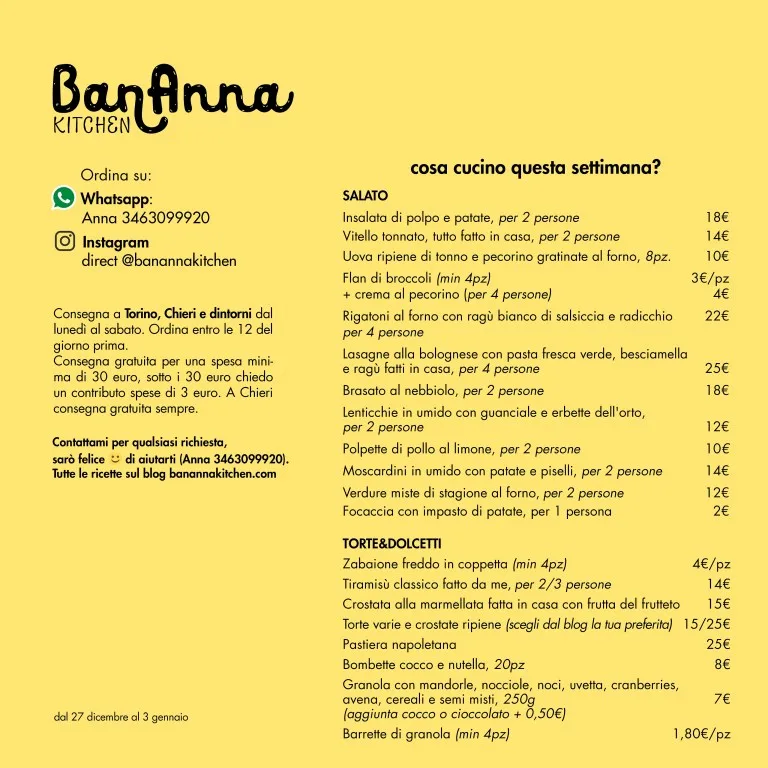 Menù Delivery della Settimana 27/12 - 03/01 | Bananna Kitchen 36c09f25 e41f 4e85 8f5a 2c1b3621e4b9 | Bananna Kitchen