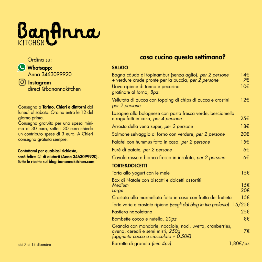 Menù Delivery della Settimana 7/12 - 13/12 | Bananna Kitchen img 3656 | Bananna Kitchen