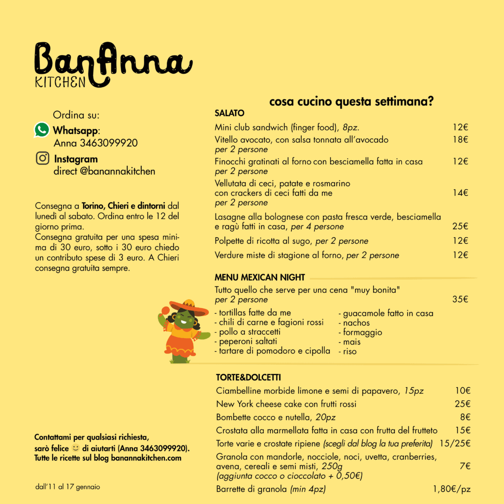 Menù Delivery della Settimana 11/01 - 17/01 | Bananna Kitchen img 5541 1 | Bananna Kitchen